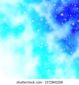 Light BLUE vector background with small and big stars. Blur decorative design in simple style with stars. Best design for your ad, poster, banner.