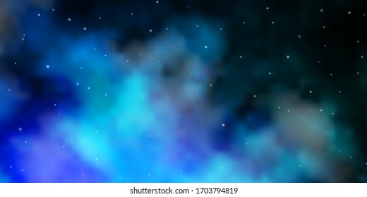 Fondo vectorial AZUL claro con estrellas pequeñas y grandes. Ilustración decorativa con estrellas en plantilla abstracta. Patrón para envolver regalos.