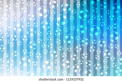 Light BLUE vector background with soccer balls. Colored illustration with balls on a gradiental backdrop. Smart design for ads of soccer matches.