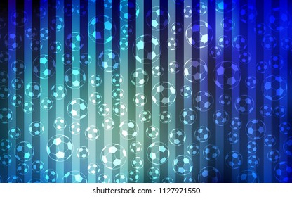 Light BLUE vector background with soccer balls. Colorful gradient with signs of soccer tournament. Pattern for ads of football championship 2018.