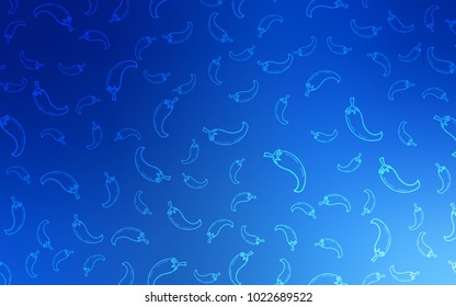 Light BLUE vector background with spicy peppers. Blurred decorative design of peppers in doodle style. Pattern for ad, booklets, leaflets of restaurants.