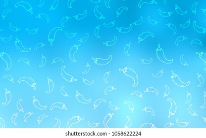 Light BLUE vector background with spicy peppers. peppers on blurred abstract background with colorful gradient. Pattern for menu of cafes, bars, restaurants.