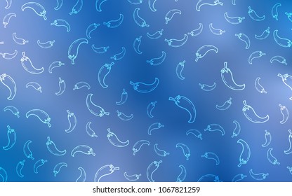 Light BLUE vector background with spicy peppers. peppers on blurred abstract background with colorful gradient. Template for meal cooking in kitchen.