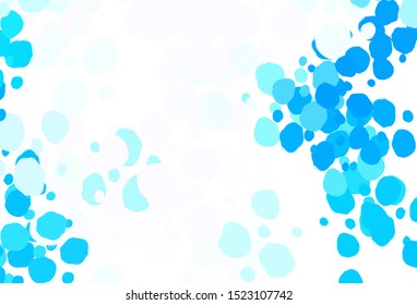 Light BLUE vector background with spots. Glitter abstract illustration with blurred drops of rain. Pattern for textures of wallpapers.