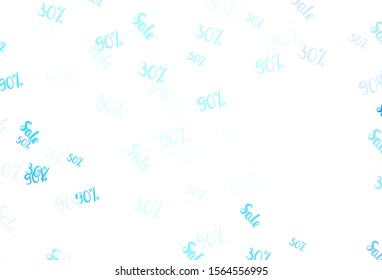Light BLUE vector background with symbols of 30, 50, 90 % sales. Colorful set of  percentage signs in simple style. Design for business ads, commercials.