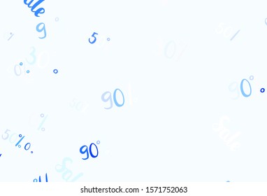 Light BLUE vector background with symbols of 30, 50, 90 % sales. Colorful set of  percentage signs in simple style. Backdrop for super sales on Black Friday.