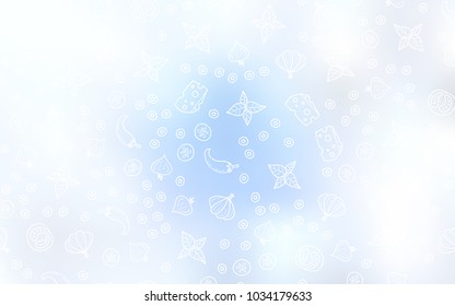 Light BLUE vector background with tasty food. Beautiful colored illustration with food in doodle style. Template for meal cooking in kitchen.