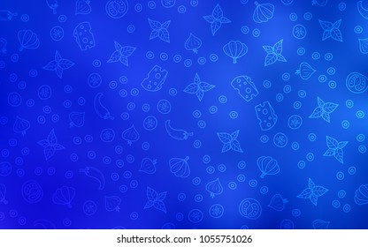 Light BLUE vector background with tasty food. Glitter abstract sketch with gourmet food. Pattern for menu of cafes, bars, restaurants.