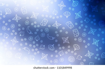 Light BLUE vector background with tasty food. Beautiful colored illustration with food in doodle style. Template for meal cooking in kitchen.