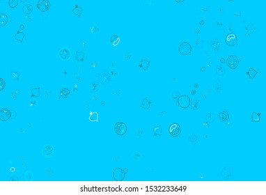 Light BLUE vector background with tasty food. Beautiful colorful illustration with food in doodle style. Template for meal cooking in kitchen.