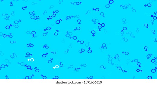 Light BLUE vector background with woman symbols. Colorful illustration with gradient feminism shapes. Elegant background for websites.