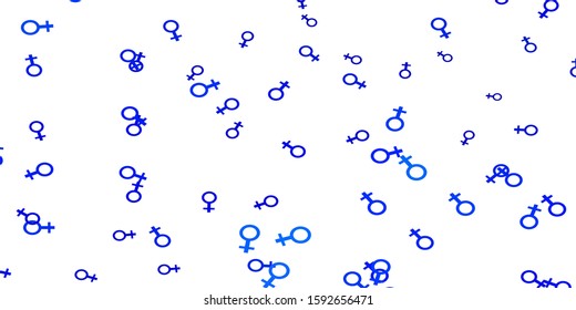 Light BLUE vector background with woman symbols. Illustration with signs of women's strength and power. Smart design for your apps.