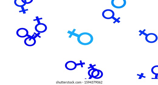 Light BLUE vector background with woman symbols. Colorful illustration with gradient feminism shapes. Smart design for your apps.