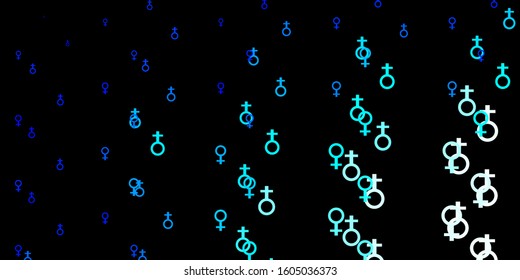 Light BLUE vector background with woman symbols. Colorful feminism symbols with a gradient in modern style. Background for International Women’s Day.