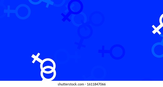 Light BLUE vector background with woman symbols. Illustration with signs of women's strength and power. Simple design for your web site.