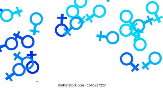 Light BLUE vector background with woman symbols. Simple design in abstract style with women’s rights activism. Design for International Women’s Day.