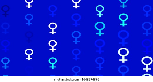 Light BLUE vector background with woman symbols. Colorful feminism symbols with a gradient in modern style. Background for ui designers.
