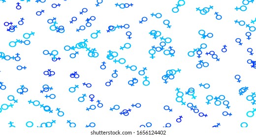 Light BLUE vector background with woman symbols. Colorful illustration with gradient feminism shapes. Elegant background for websites.