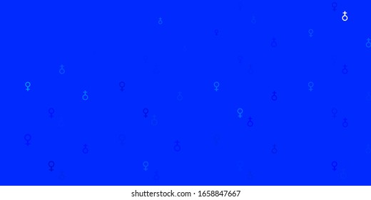 Light BLUE vector background with woman symbols. Colorful feminism symbols with a gradient in modern style. Elegant design for wallpapers.