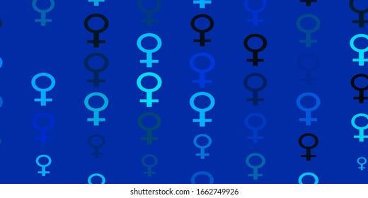 Light BLUE vector background with woman symbols. Colorful feminism symbols with a gradient in modern style. Sample for your web designers.