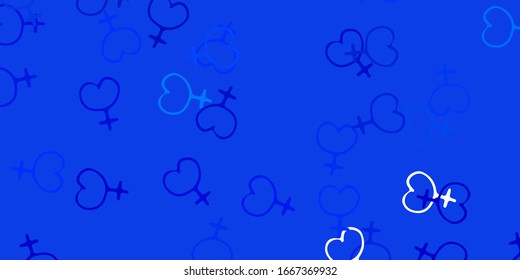 Light BLUE vector background with woman symbols. Abstract illustration with a depiction of women's power. Simple design for your web site.