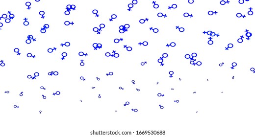 Light BLUE vector background with woman symbols. Colorful illustration with gradient feminism shapes. Smart design for your apps.