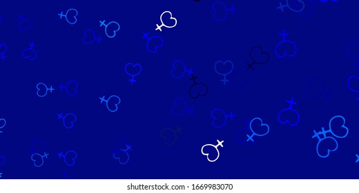 Fondo vectorial AZUL claro con símbolos femeninos. Diseño sencillo de estilo abstracto con activismo por los derechos de la mujer. Diseño sencillo para su sitio web.