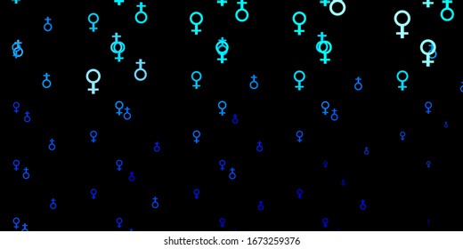 Light BLUE vector background with woman symbols. Simple design in abstract style with women’s rights activism. Elegant design for wallpapers.