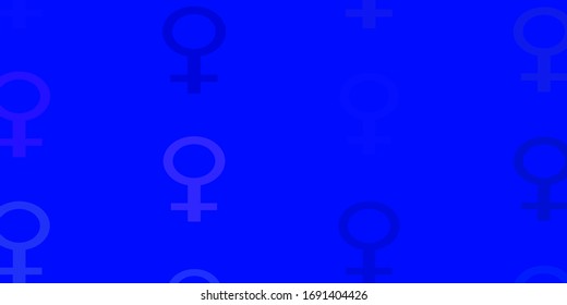 Light BLUE vector background with woman symbols. Simple design in abstract style with women’s rights activism. New side for your design.