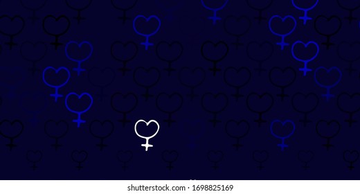 Light BLUE vector background with woman symbols. Colorful illustration with gradient feminism shapes. Simple design for your web site.