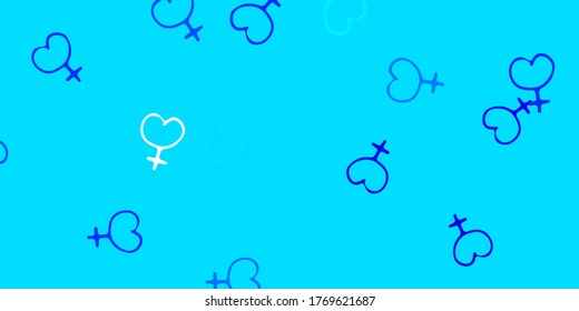 Light BLUE vector background with woman symbols. Colorful feminism symbols with a gradient in modern style. Simple design for your web site.