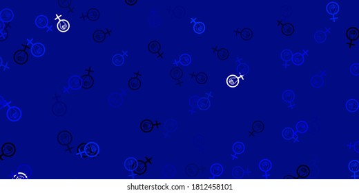 Light BLUE vector background with woman symbols. Abstract illustration with a depiction of women's power. Background for International Women’s Day.