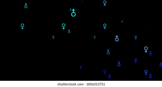 Light BLUE vector background with woman symbols. Colorful illustration with gradient feminism shapes. Best design to show the power of women.