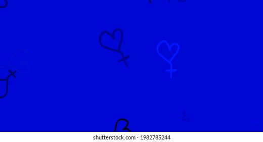 Light BLUE vector background with woman symbols. Colorful illustration with gradient feminism shapes. Simple design for your web site.