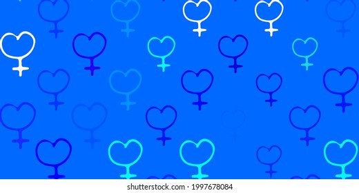 Light BLUE vector background with woman symbols. Abstract illustration with a depiction of women power. Design for International Women Day.