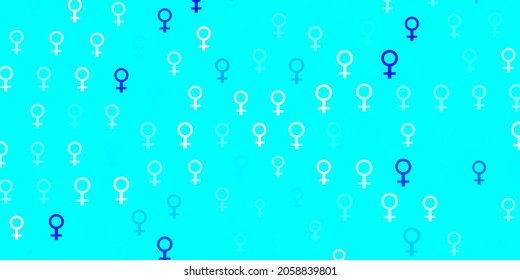 Light BLUE vector background with woman symbols. Colorful illustration with gradient feminism shapes. Best design to show the power of women.