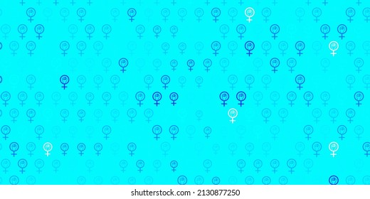 Light BLUE vector background with woman symbols. Simple design in abstract style with women rights activism. Best design to show the power of women.
