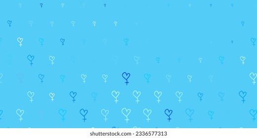 Light BLUE vector background with woman symbols. Illustration with signs of women strength and power. Simple design for your web site.