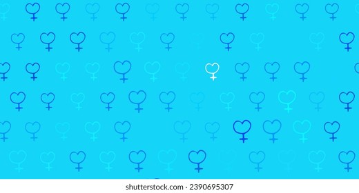 Fondo vectorial AZUL claro con símbolos femeninos. Ilustración abstracta con una representación del poder femenino. Antecedentes del Día Internacional de la Mujer.