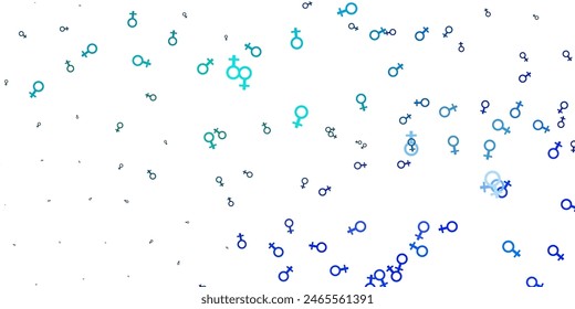 Light BLUE vector background with woman symbols. Colorful feminism symbols with a gradient in modern style. Simple design for your web site.