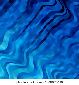 Light BLUE vector background with wry lines. Illustration in abstract style with gradient curved.  Pattern for booklets, leaflets.