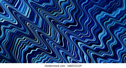 Light BLUE vector background with wry lines. Illustration in halftone style with gradient curves. Pattern for ads, commercials.