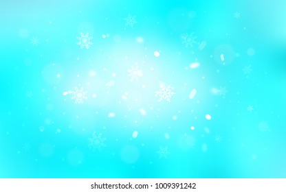 Light BLUE vector background with xmas snowflakes. Glitter abstract illustration with crystals of ice. The template can be used as a new year background.