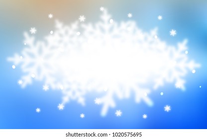 Light BLUE vector background with xmas snowflakes. Glitter abstract illustration with crystals of ice. The pattern can be used for year new  websites.