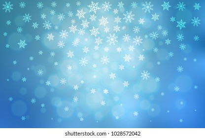 Light BLUE vector background with xmas snowflakes. Decorative shining illustration with snow on abstract template. New year design for your ad, poster, banner.