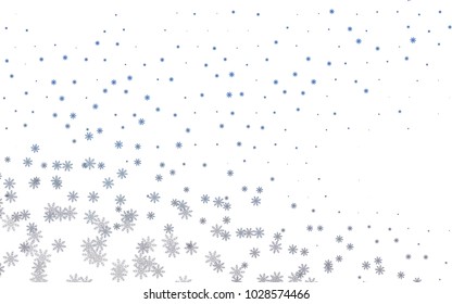Light BLUE vector background with xmas snowflakes. Snow on blurred abstract background with gradient. The pattern can be used for new year ad, booklets.