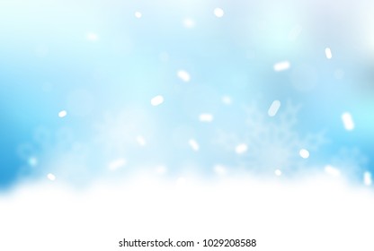 Light BLUE vector background with xmas snowflakes. Blurred decorative design in xmas style with snow. The template can be used as a new year background.