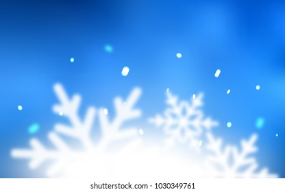 Light BLUE vector background with xmas snowflakes. Glitter abstract illustration with crystals of ice. The pattern can be used for new year ad, booklets.