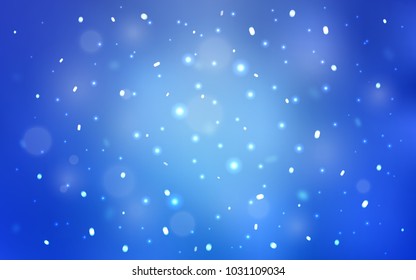 Light BLUE vector background with xmas snowflakes. Decorative shining illustration with snow on abstract template. The template can be used as a new year background.