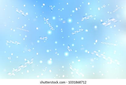 Light BLUE vector background with xmas confetti. Blurred decorative design in anniversary style with confetti. The template can be used as a background for postcards.